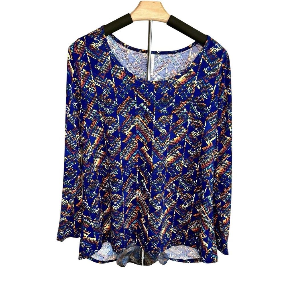 LuLaRoe Geometric Chevron Long Sleeve Tunic Top M Office Casual Boho Minimalist